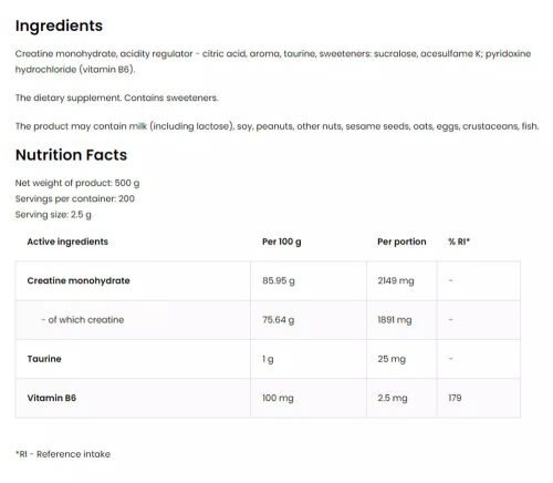 OstroVit Creatine Monohydrate 300 g / 500 g - natúr