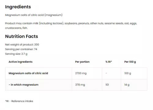 OstroVit Magnesium-Citrat 200 g 
