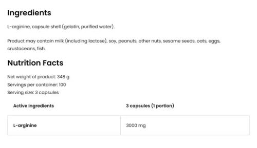 OstroVit Arginine 3000 mg -  300 kapszula