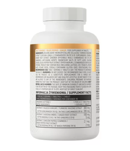 OstroVit Turmeric + Black Pepper + Ginger - Kurkuma+Fekete bors+Gyömbér (90 Tabletta)