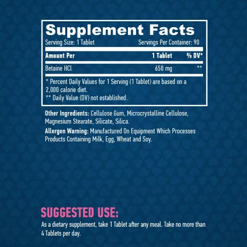 HAYA BETAINE-HCL 650MG 90TABS