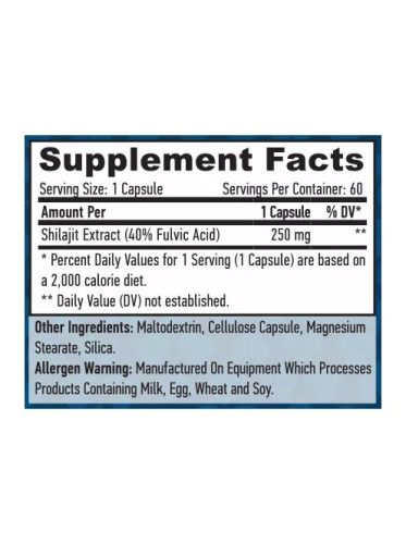 Haya Labs - Shilajit 250 mg (Shilajit Fulvosav Komplex) - 60 kapszula