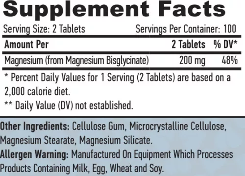 Haya Labs – Magnesium Bisglycinate 200 mg / 200 tabletta