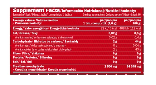 Amix Nutrition  Creatine monohydrate 2500mg cukormentes - 60 rágótabletta