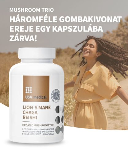 USA medical - Süngomba kapszula acerola kivonattal ORGANIC LION'S MANE 60 db