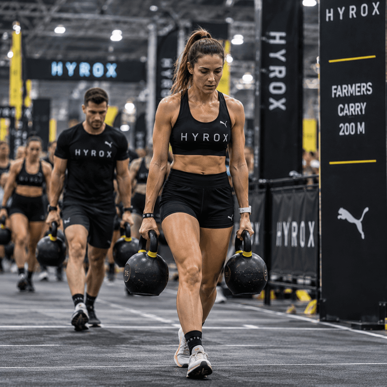 Farmers Carry – kettlebell cipelés a HYROX versenyen
